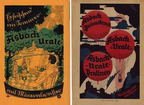 Werbung Reklame Rüdesheim Weinbrand Asbach Uralt 16 Anzeigen 1930