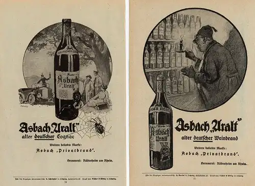 Werbung Reklame Rüdesheim Weinbrand Asbach Uralt 16 Anzeigen 1930