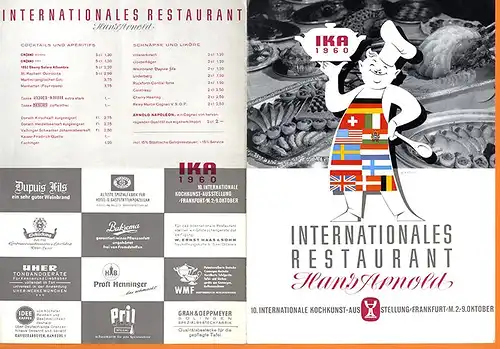 Werbung Reklame Frankfurt IKA Internationale Kochkunst Ausstellung Prospekt 1960