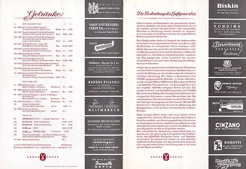 Werbung Reklame Frankfurt IKA Internationale Kochkunst Ausstellung Prospekt 1960