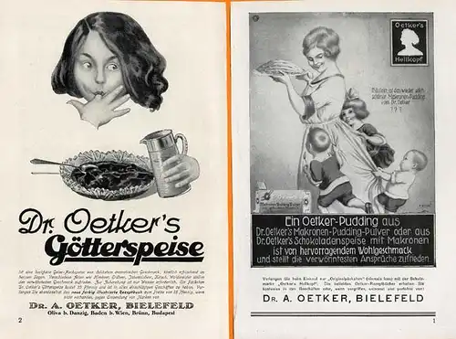 Werbung Reklame Bielefeld Dr. Oetker Pudding Torten Backpulver Anzeigen 1930