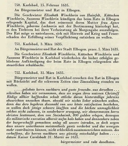 Böhmen Sudeten Karlsbad Elbogen Urkunden Regesten Stadt Geschichte 4 Bände 1929