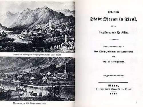 Italien Südtirol 150 Jahre Kurort Meran Landschaft Klima Faksimile 1985 