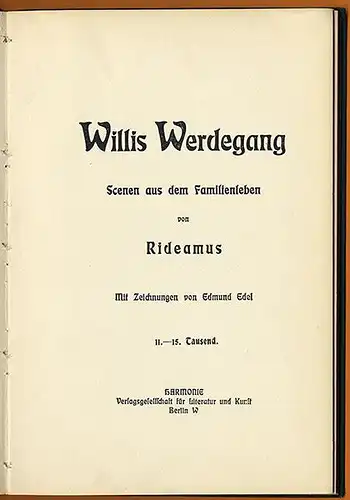 Berlin Harmonie Verlag Humor Witz Satire Verse Kunst Grafik Buch 1910 