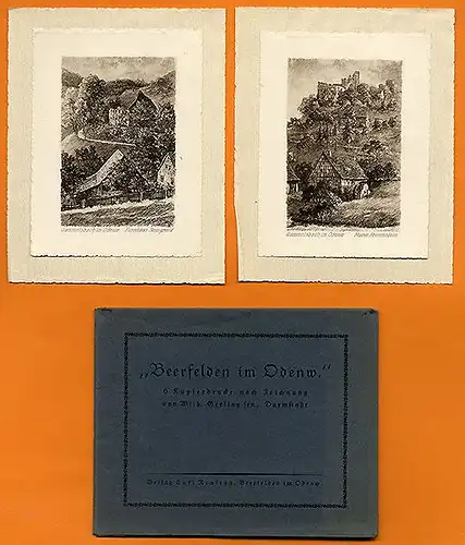 Hessen Odenwald Beerfelden 6 Kupferdrucke Gerling Kunst Grafik Mappe 1926 