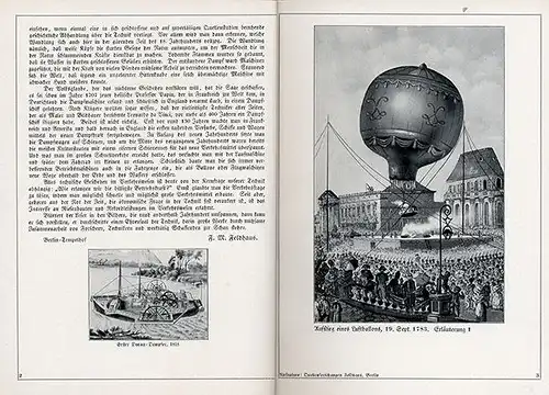 Alte Technik Verkehr Ballon Dampfmaschine Dampfschiff Eisenbahn Bildband 1927