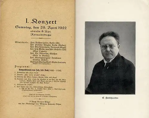 Westfalen Musik Bach Fest in Dortmund Stadt Geschichte Festschrift 1922