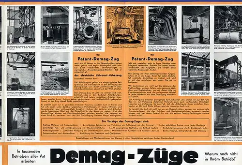 Alte Werbung Reklame DEMAG Duisburg Hängekran Doppelwinde Hebezeug Prospekt