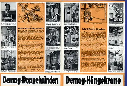 Alte Werbung Reklame DEMAG Duisburg Hängekran Doppelwinde Hebezeug Prospekt