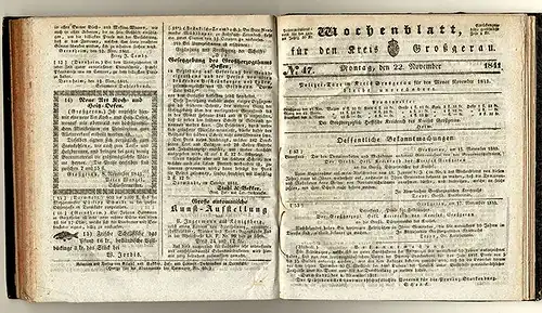 Rarität Hessen Wochenblatt für den Kreis Groß Gerau Jahrgang 1841 komplett