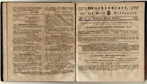 Rarität Hessen Wochenblatt für den Kreis Groß Gerau Jahrgang 1841 komplett