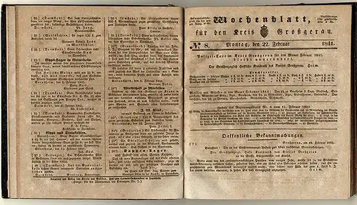 Rarität Hessen Wochenblatt für den Kreis Groß Gerau Jahrgang 1841 komplett 