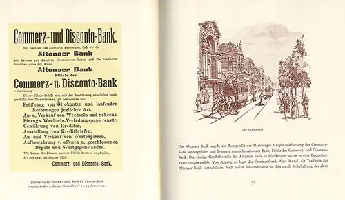 Hamburg Altona 90 Jahre Commerzbank Stadt Geschichte Festschrift 1962 