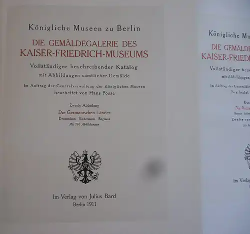 Berlin Königliche Museen Gemälde Galerie alte Meister Verzeichnis Iventar 1911