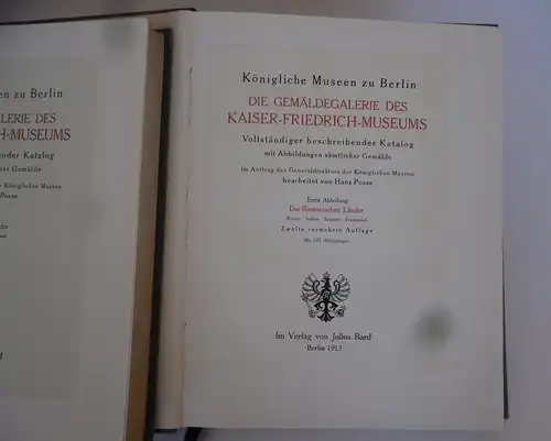 Berlin Königliche Museen Gemälde Galerie alte Meister Verzeichnis Iventar 1911