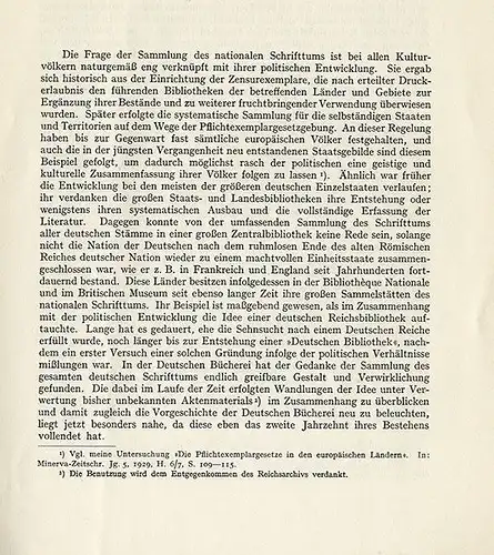 Deutschland Bücher Idee einer Deutschen Reichsbibliothek Gedenkschrift 1933