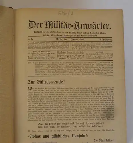 Deutsches Kaiserreich Militär Anwärter Zeitschrift Jahrgang 1906 komplett