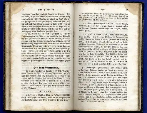 Deutschland Europa Asien Afrika Geografie Erdkunde Schulbuch Mainz 1853