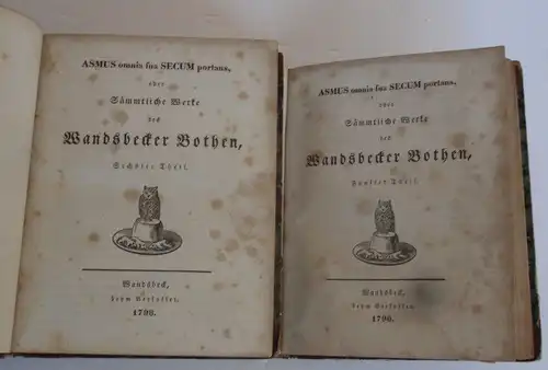 Hamburg Literatur Wandsbecker Bote Matthias Claudius Werke 8 Bände Kupfer 1844