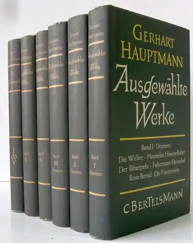Deutsche Literatur Gerhart Hauptmann Werke Jubiläumsausgabe 6 Bände 1954
