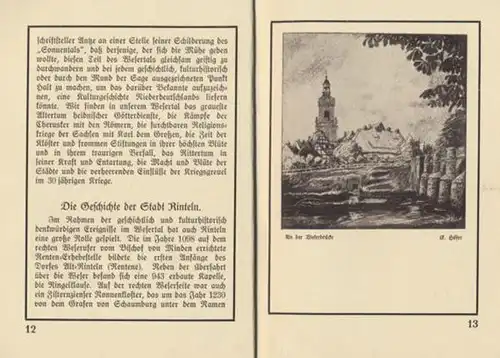 Niedersachsen Weser Rinteln Stadt Geschichte Verkehr Reklame Reiseführer 1925