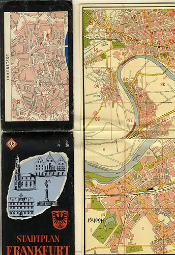 Hessen Frankfurt Main alter Stadtplan Zentrum Straßenverzeichnis um 1950
