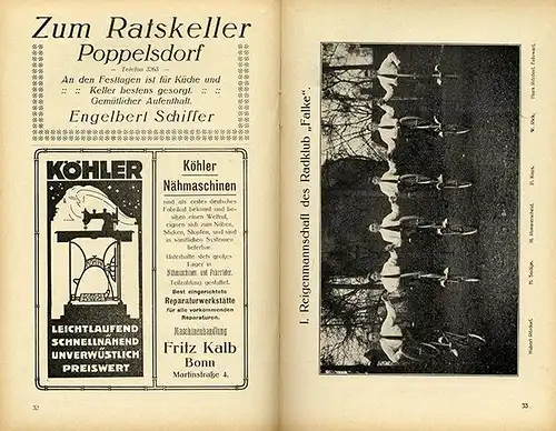 Rhein Bonn Sport Fahrad 25 Jahre Radfahrer Klub Falke Verein Festschrift 1925