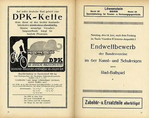 Rhein Bonn Sport Fahrad 25 Jahre Radfahrer Klub Falke Verein Festschrift 1925