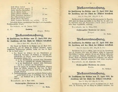 Großherzogtum Hessen Recht Jagd Fischerei Gesetz Verordnung 1905