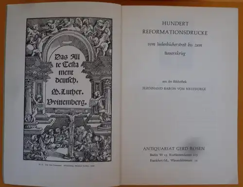 Reformation Juden Bauernkrieg Buchdruck Geschichte Bibliothek Neufforge 1960   