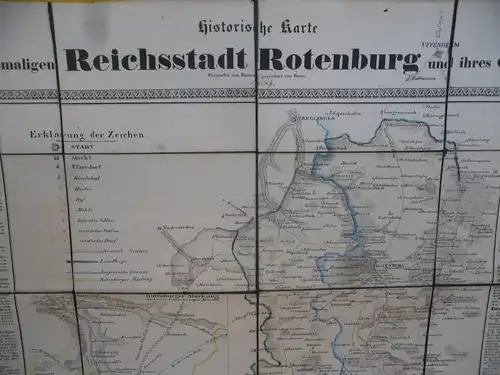 Alte Landkarte Bayern Freie Reichsstadt Rothenburg und Gebiet 1839