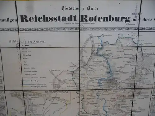 Alte Landkarte Bayern Freie Reichsstadt Rothenburg und Gebiet 1839 