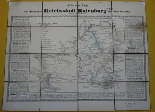 Alte Landkarte Bayern Freie Reichsstadt Rothenburg und Gebiet 1839 