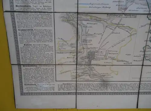 Alte Landkarte Bayern Freie Reichsstadt Rothenburg und Gebiet 1839 