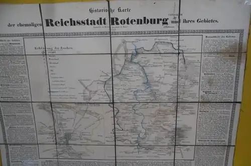 Alte Landkarte Bayern Freie Reichsstadt Rothenburg und Gebiet 1839