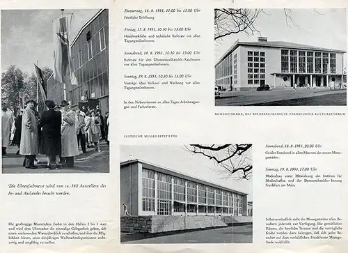 Hessen Frankfurt Deutscher Uhrmachertag Uhren Fachmesse Programm Katalog 1950