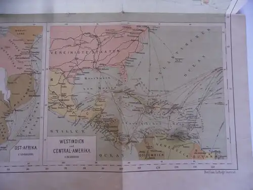 Deutsche Reichspost Schiffahrt Postdampfer Linen Weltpost Verkehrskarte 1892