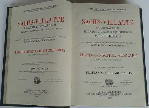 Sprachen Französisch-Deutsches Deutsch- Französisches Wörterbuch 2 Bände 1908