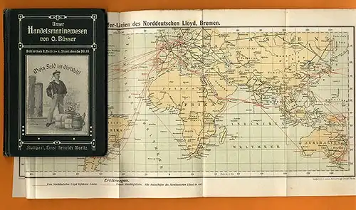 Deutsches Reich Seefahrt Handelsmarine Hafen Schiffe Routen Flaggen 1908