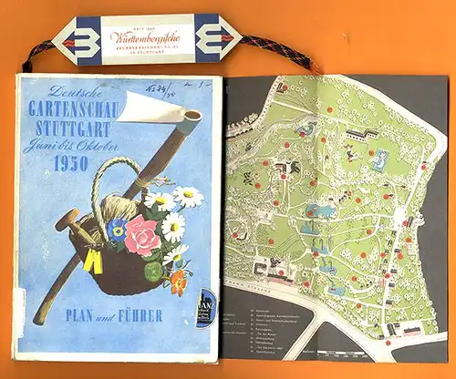 Stuttgart Deutsche Gartenschau Katalog Führer Werbung Reklame Postkarten 1950