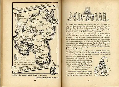 Stuttgart Deutsche Gartenschau Katalog Führer Werbung Reklame Postkarten 1950 