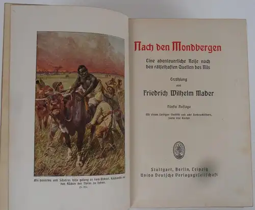 Kolonien Ostafrika Ruanda Mondberge Reise zu den Nilquellen Abenteuer Roman 1920