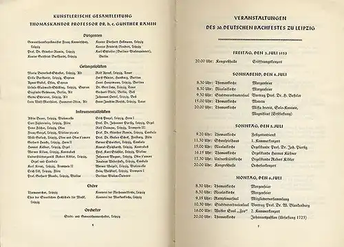 Sachsen Musik Geschichte 30. Bach Fest Leipzig Bachgesellschaft Festschrift 1953