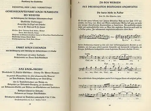 Sachsen Musik Geschichte 30. Bach Fest Leipzig Bachgesellschaft Festschrift 1953