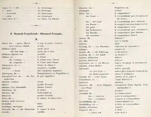 Sprachen Französisch - Deutsches Eisenbahn Reise Wörterbuch 1908