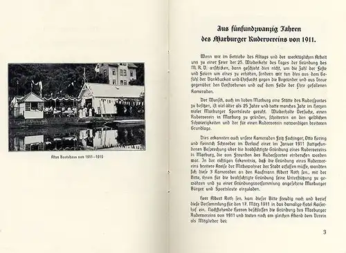 Hessen Marburg Rudern Wassersport 25 Jahre Ruder Verein Festschrift 1936