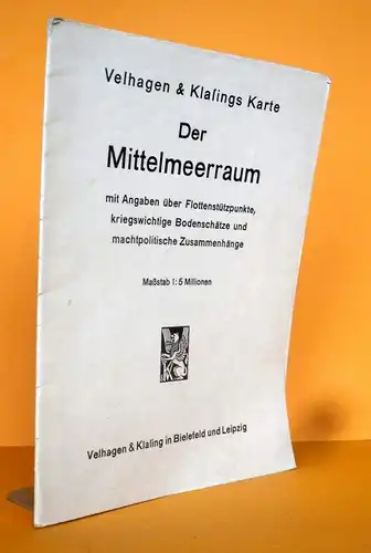 Alte Landkarte Mittelmeer Italien Nordafrika Balkan Handel Verkehr Seefahrt 1938