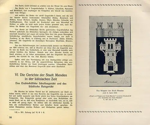 Mittelalter Sauerland Menden Freigericht Hexenprozesse Fehde Buch 1929