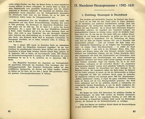 Mittelalter Sauerland Menden Freigericht Hexenprozesse Fehde Buch 1929