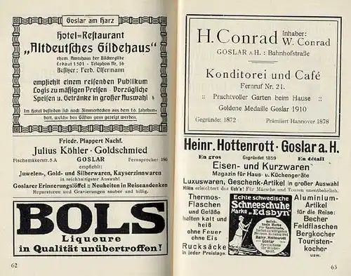 Niedersachsen Harz Goslar Stadt Geschichte alter Reiseführer 1911